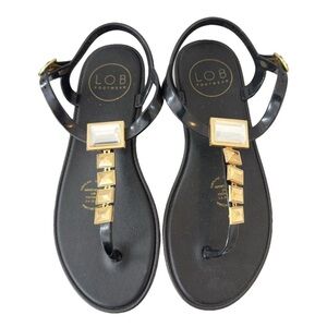 LOB Footwear NEW Vegan Jelly Thong Ankle Strap Faux Stones